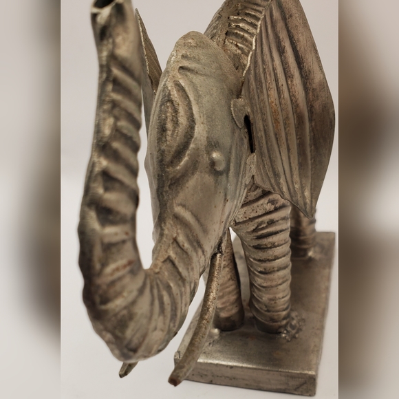 Beautiful Indo Greek Ancient Elephant Bronze Silver Candle Holder 6" H , India - Picture 11 of 14